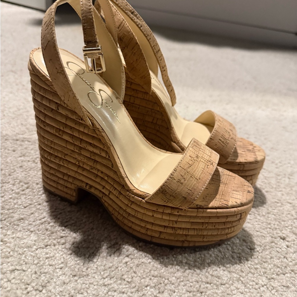 Jessica Simpson Tan Wedge Sandals with Platform